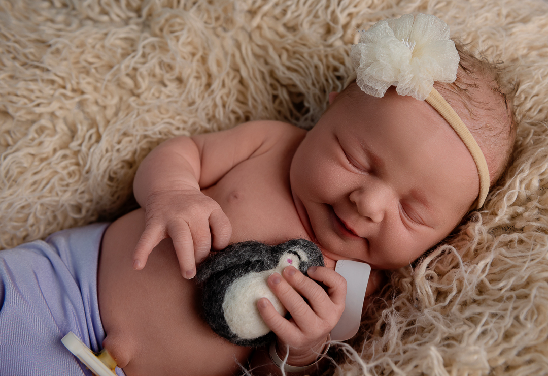 Baby holding stuffed animal