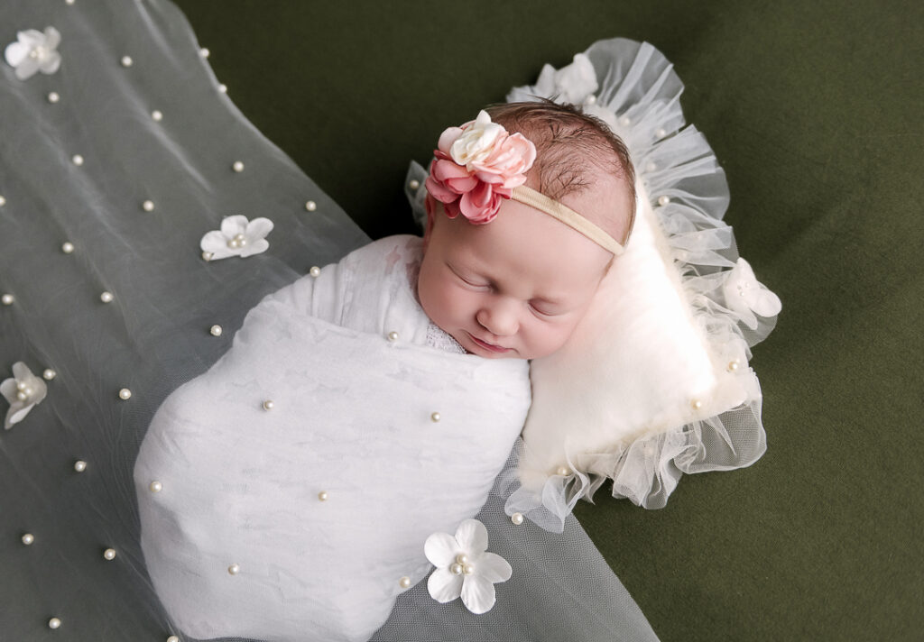 Baby girl newborn photography studio session