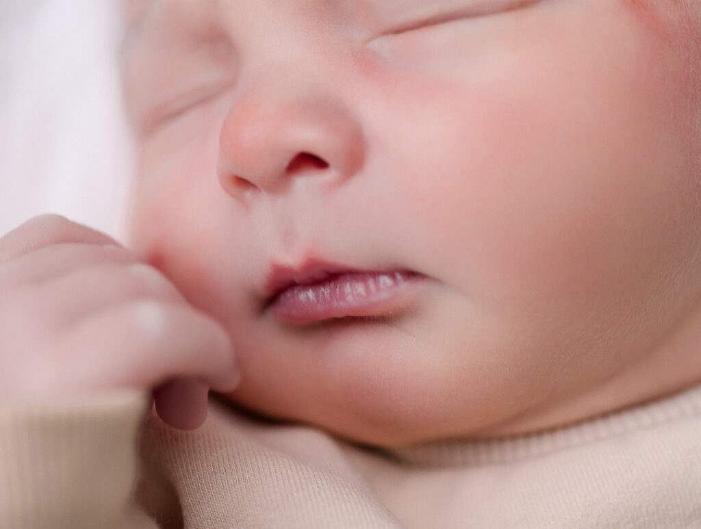 Close-up of newborn baby hands and soft skin texture, natural and timeless newborn photography Wisconsin