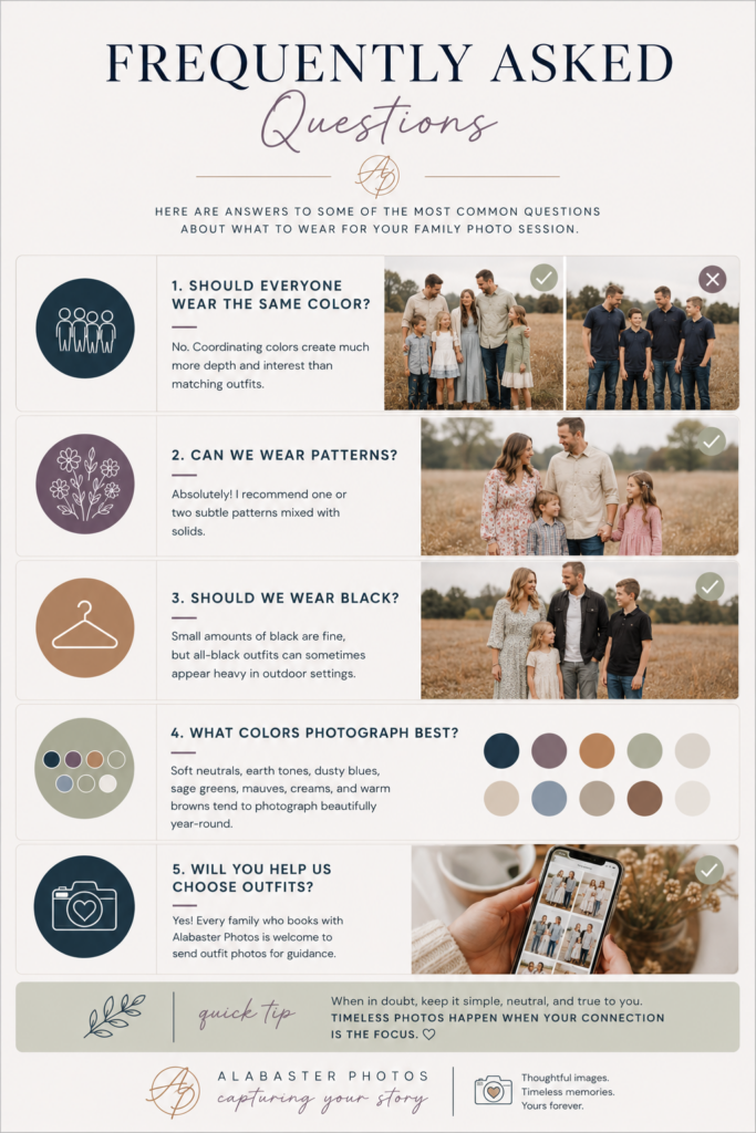 Family Photo Outfit FAQ Guide | Alabaster Photos New Richmond WI